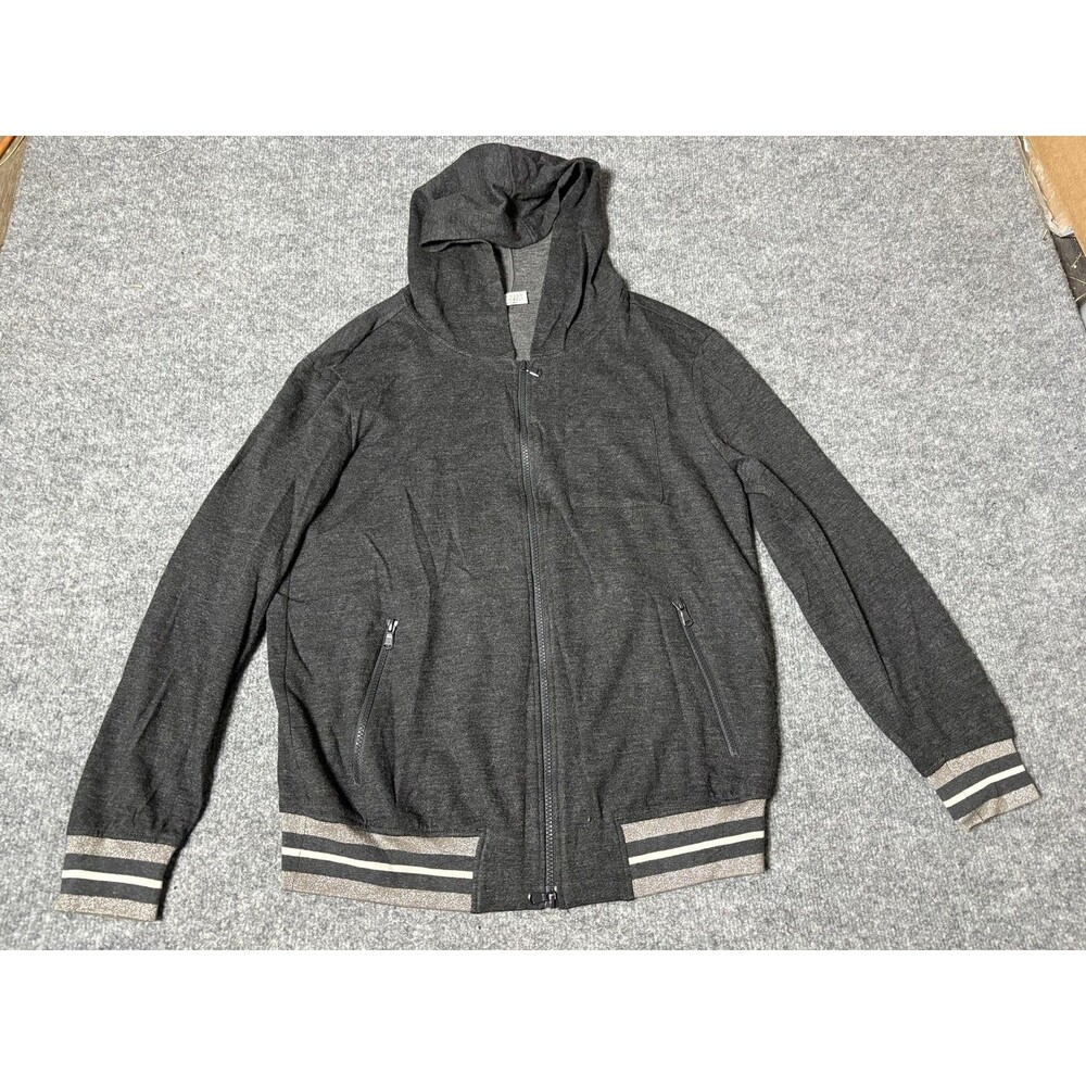 Brunello Cucinelli Hoodie Mens S Black Cashmere Full Zip Knit Hooded Italy